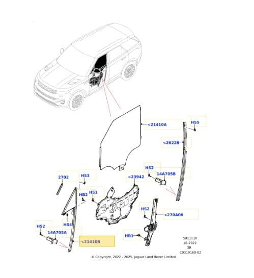 LR181994 LR176371 Kelebek Camı Sağ Ön Kapı Range Rover