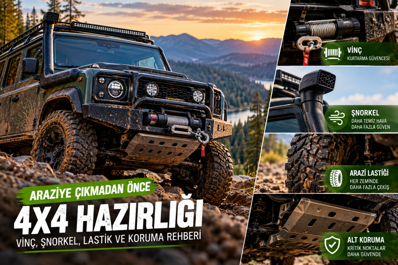 Araziye Çıkmadan Önce 4x4 Hazırlığı: Vinç, Şnorkel, Lastik ve Koruma Rehberi