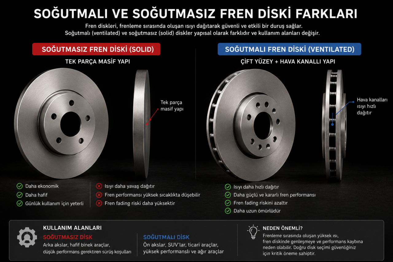 Soğutmalı Fren Diski ile Soğutmasız Fren Diski Arasındaki Farklar Nelerdir?