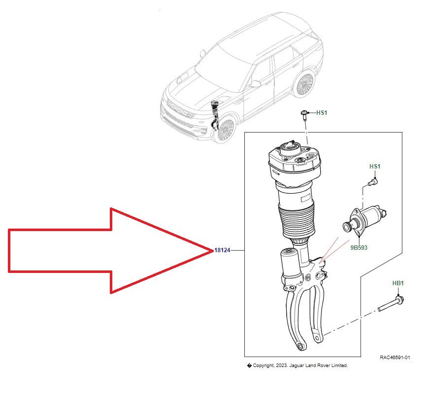 LR185803 Spring Shock Absorber Left Front Range Rover Sport