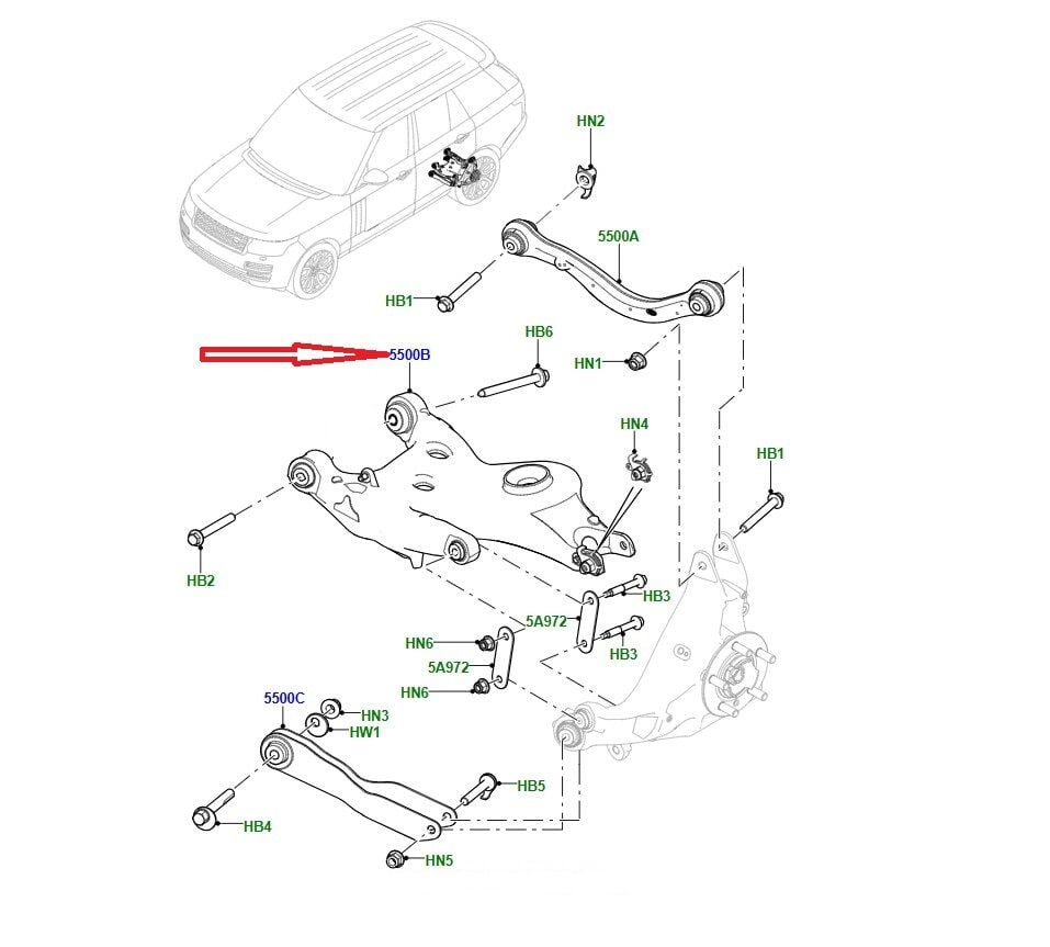 LR181150 LR139495 Rear Suspension Arm Lower RH