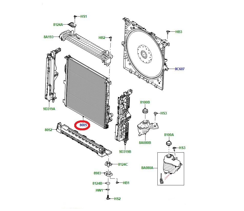 LR181614 LR152196 Radyatör 4.4 V8 Benzinli