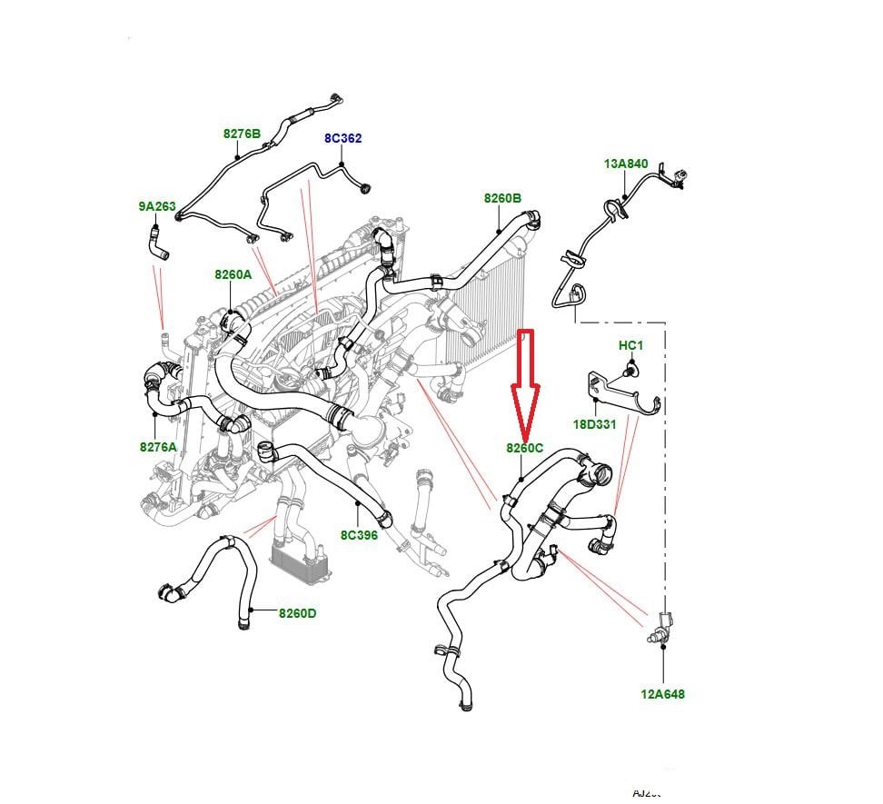 LR091653 T4A13873 Radyatör Hortumu
