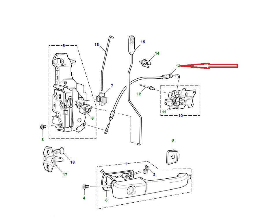 FQZ100540 Lock Release Cable Front Door Discovery 2
