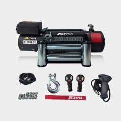 XDYNA 13500 LB İki Kumandali Çelik Halatlı Siyah Off Road Vinç