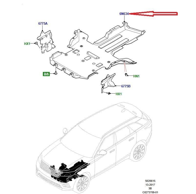 LR185913 LR154406 T4A50870 T4A43989 Motor Alt Koruma