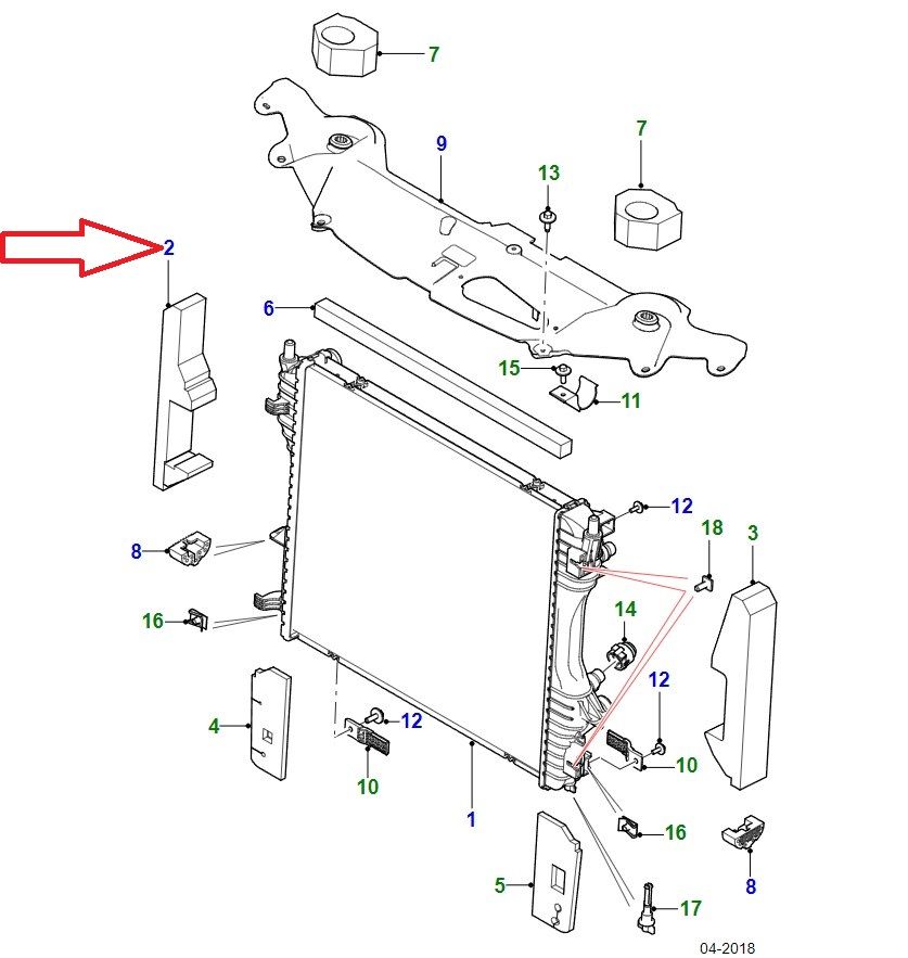 JD61165 Radiator Side Rubber Seal Right Original