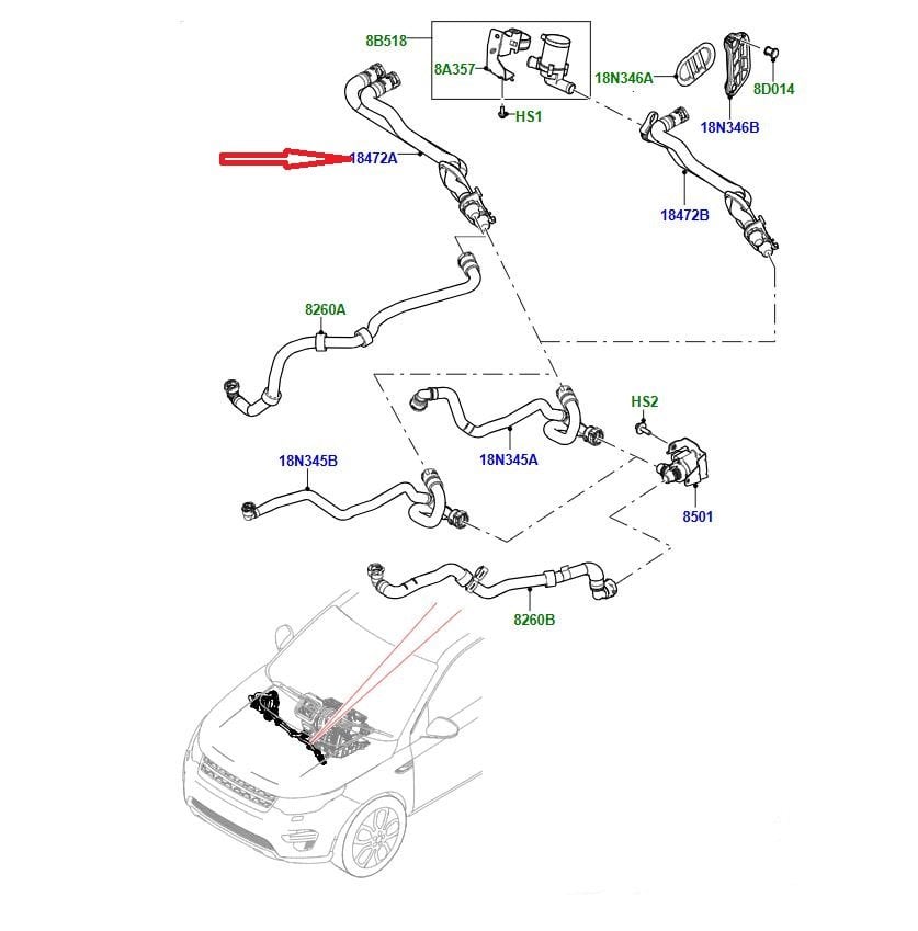 LR159966 LR145603 LR114601 J9C33336 Kalorifer Hortumu