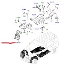 LR129842 Front Wheelhouse Shield Front RH Defender