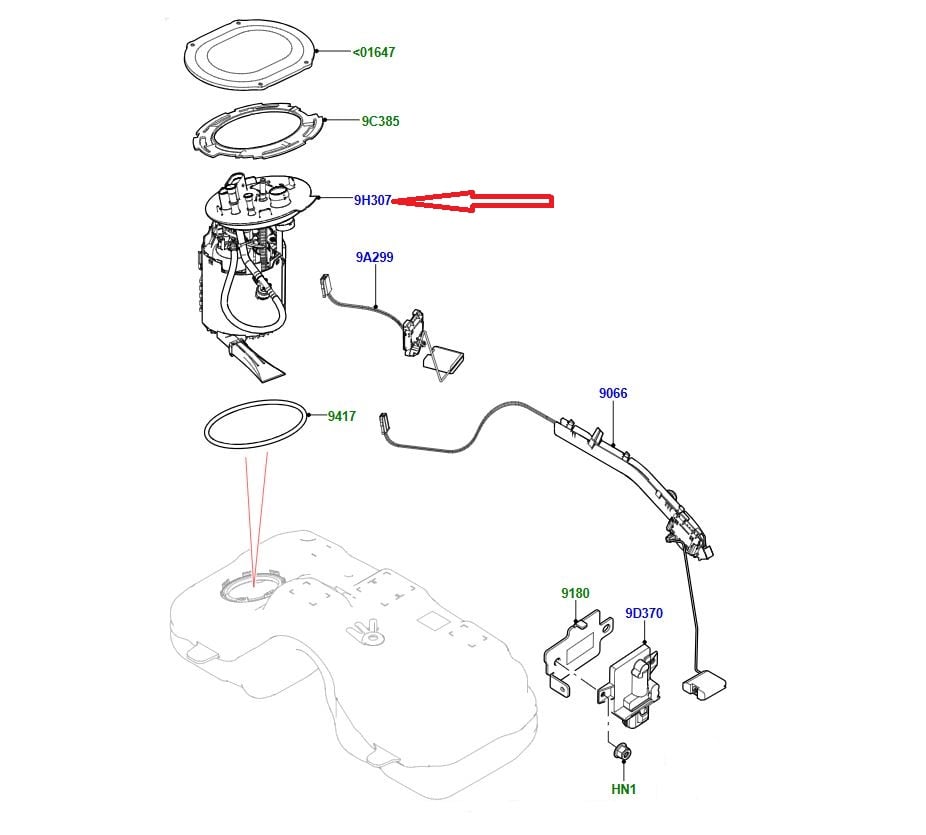LR127415 LR117502 J9C20579 Benzin Pompası Depo İçi
