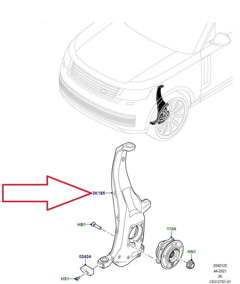 LR154192 Axle Carrier Right Front Range Rover