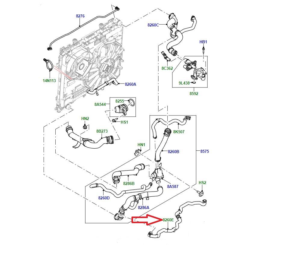 LR062095 Radiator Lower Hose Range Rover
