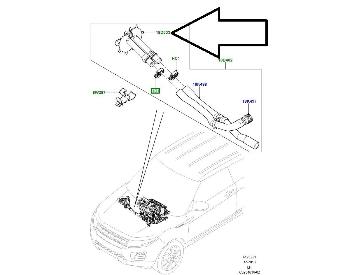 LR006146 Heater Pipe Range Rover Evoque Freelander 2