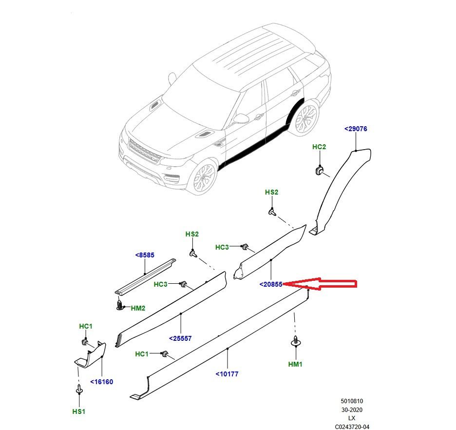 LR125992 LR077213 LR044134 Door Moulding Rear RH Sport