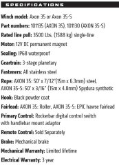 Warn AXON 35-S 3500 LB Synthetic Rope ATV UTV Winch 101130