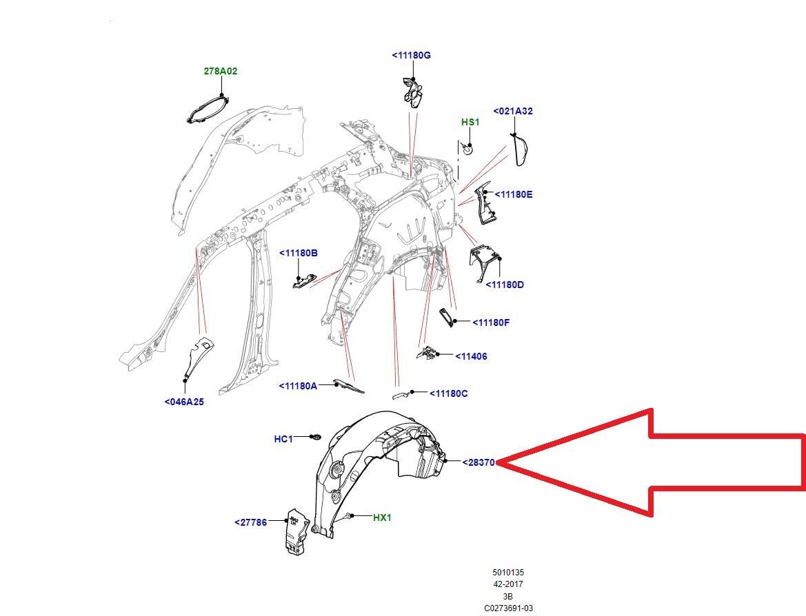 LR137568 LR092632 Sağ Arka Davlumbaz Velar Range Rover