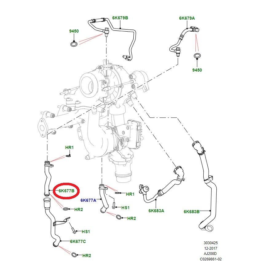 LR081635 JDE39498 Oil Return Hose