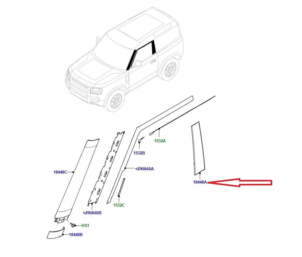 524123611 LR159185 LR130127 B-Direk Kaplaması Sağ Defender