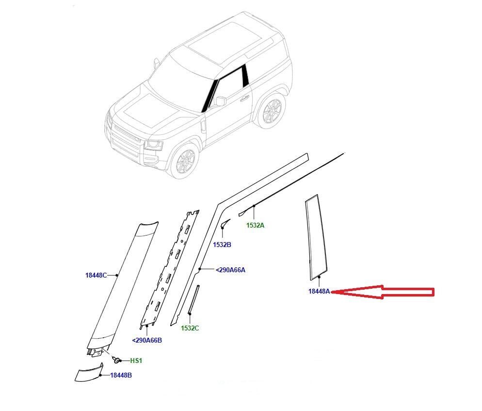 524123612 LR159186 LR130137 B-Direk Kaplaması Sol Defender