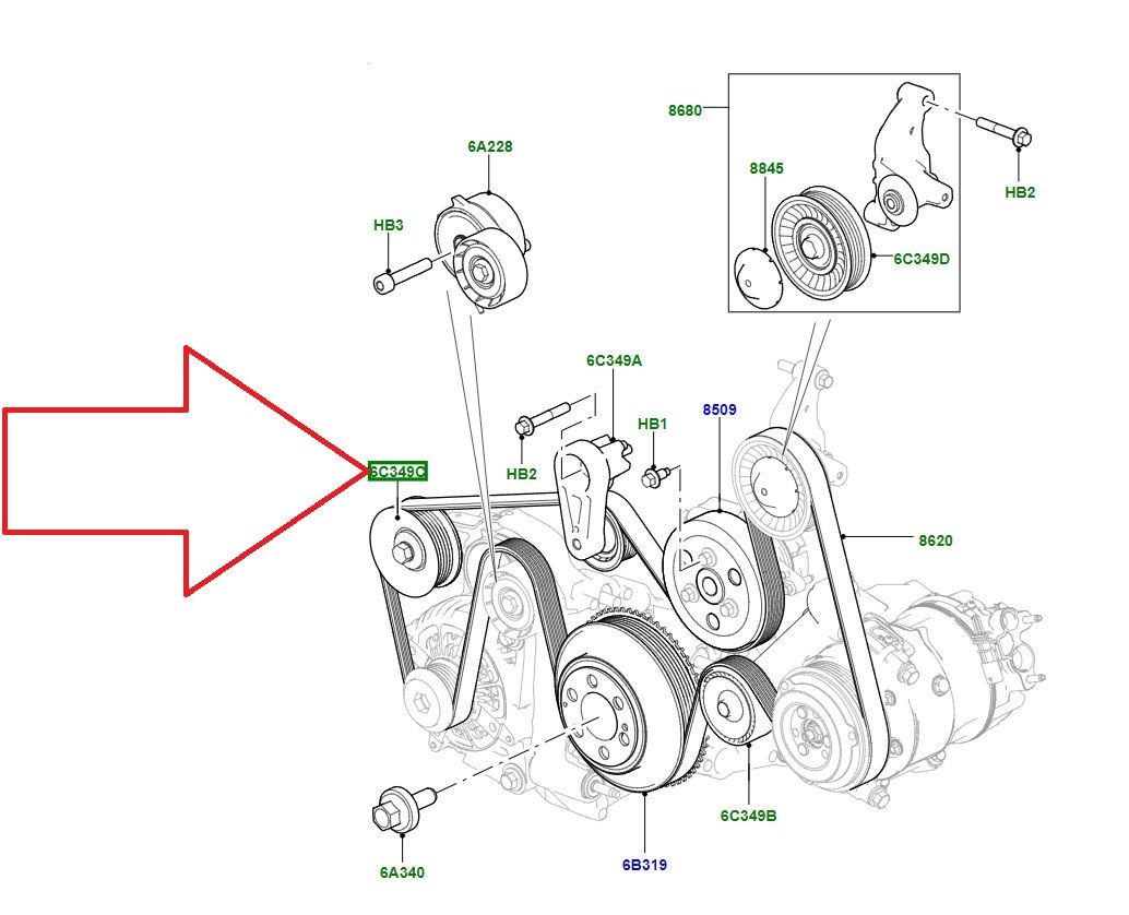 LR057467 C2C22802 Avara Kasnak Sağ Üst 2.0 Benzinli