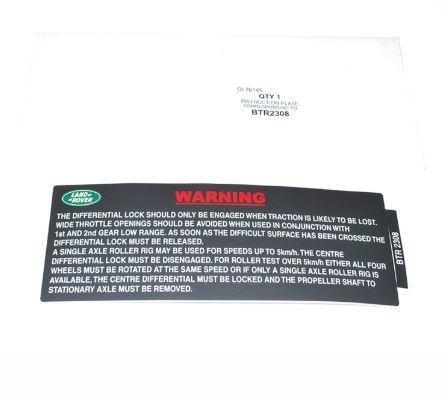 Defender Fuse Cover Label English BTR2308