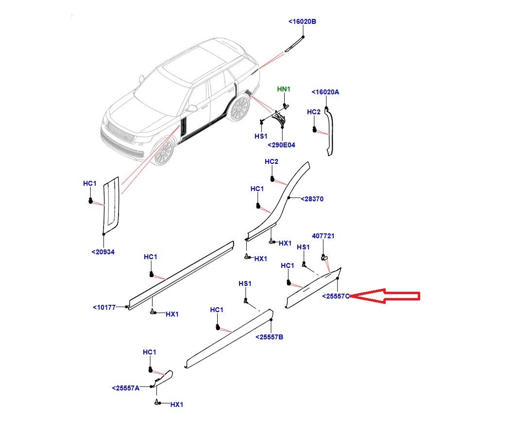LR173212 LR154178 Kapı Kaplaması Sağ Arka Range Rover