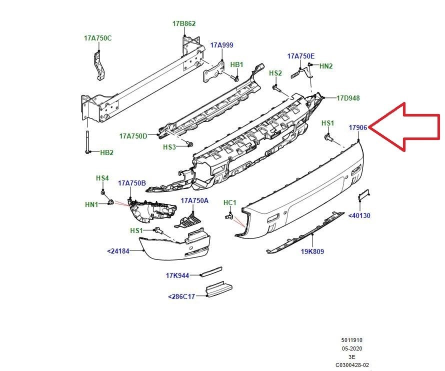 Yeni Defender Arka Tampon LR137787