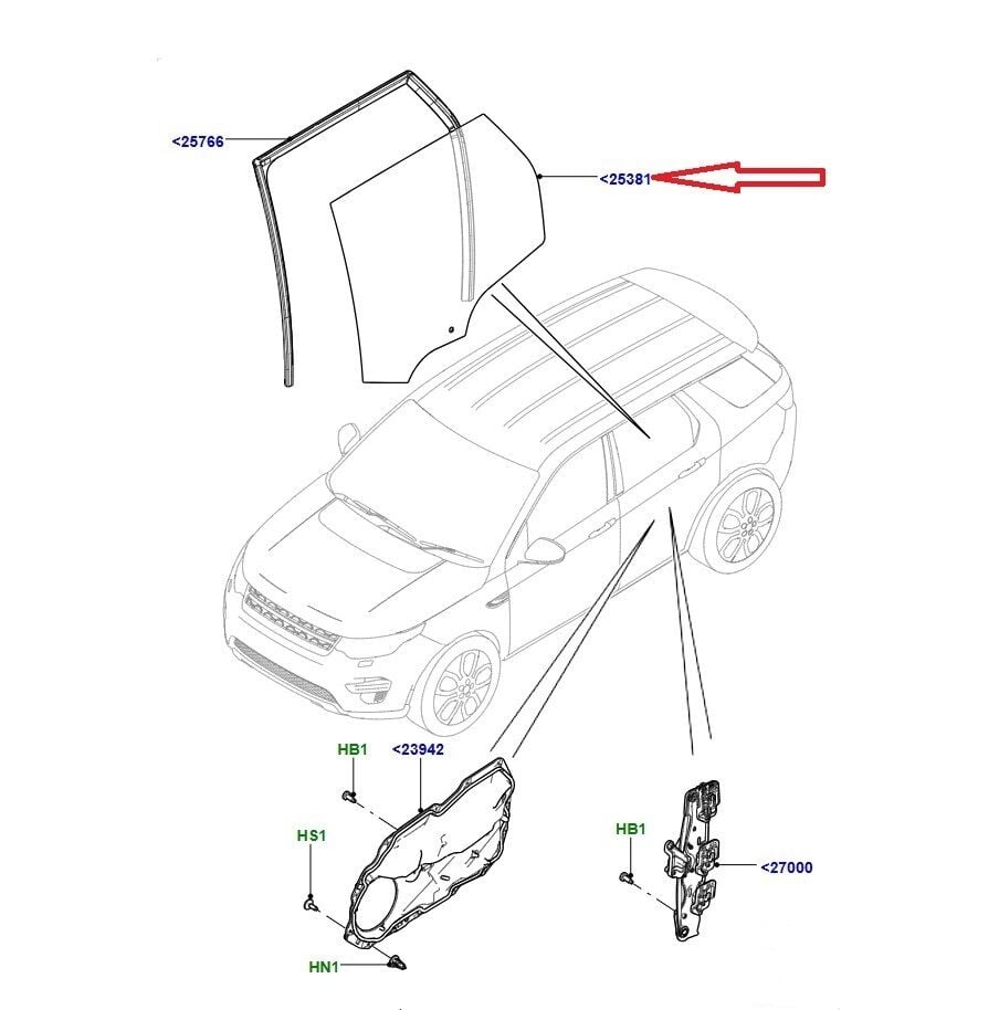 LR058836 Kapı Camı Sol Arka Discovery Sport