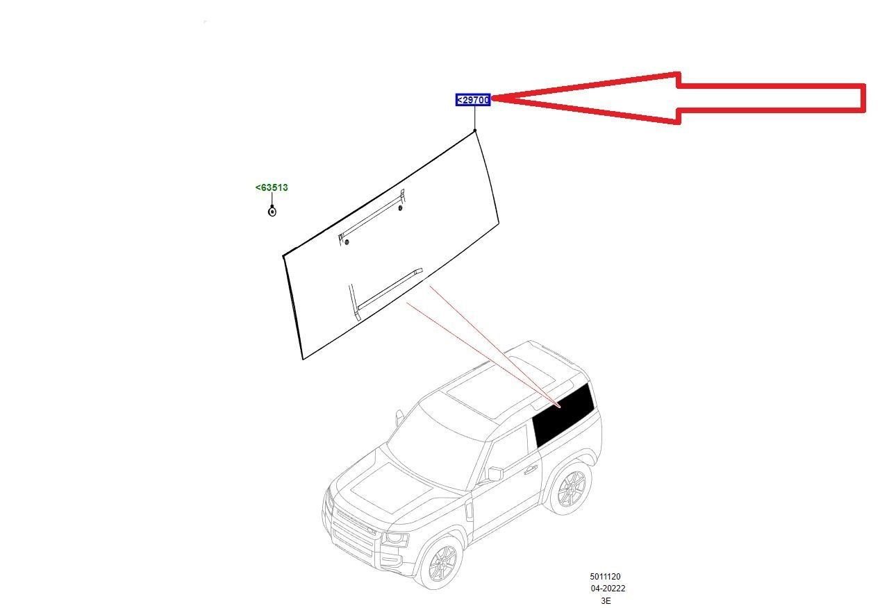 LR184784 Rear Side Window Left New Defender 90