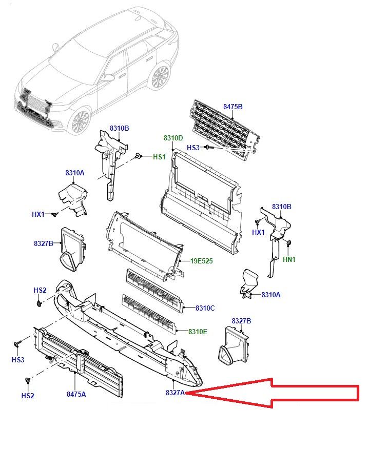 LR152422 LR142979 Air Duct Front Range Rover Velar
