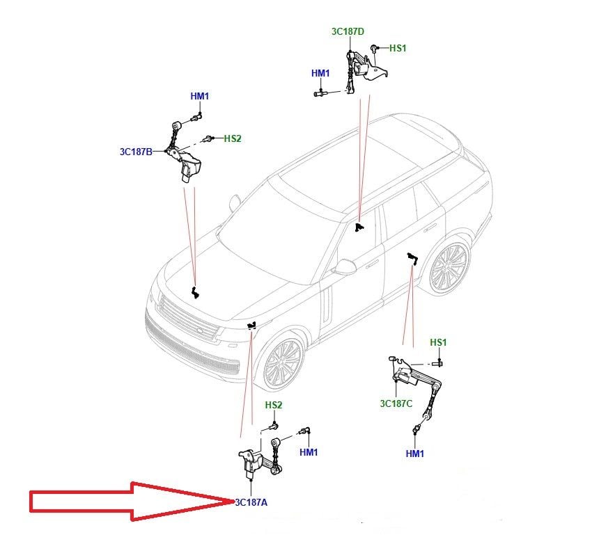 LR175622 LR153354 Sensor Air Suspension Front LH