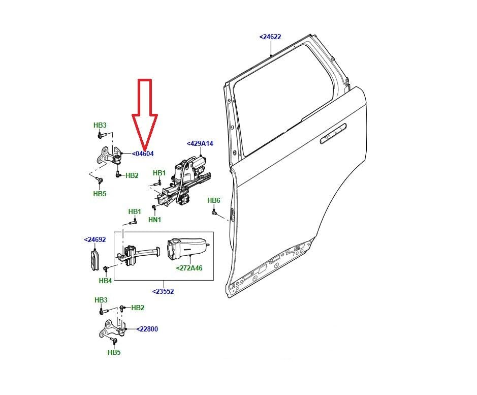 LR157458 Hinge Rear Door Upper RH Range Rover