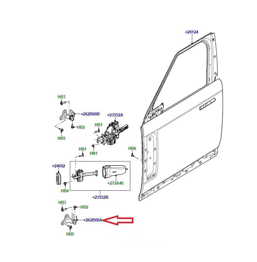 LR157461 Hinge Front Door Lower LH Range Rover