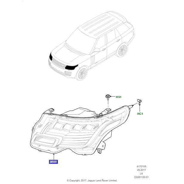 Range Rover Headlight Right LR133795