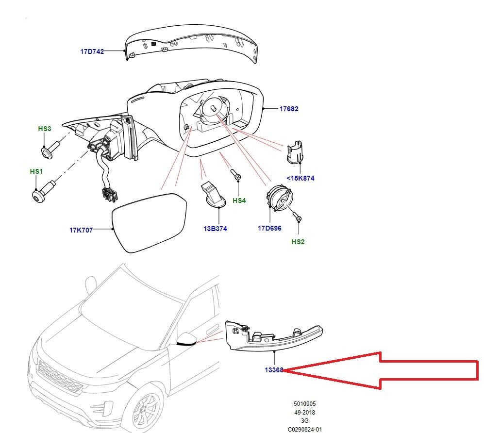 LR114758 Mirror Signal Left Range Rover Evoque