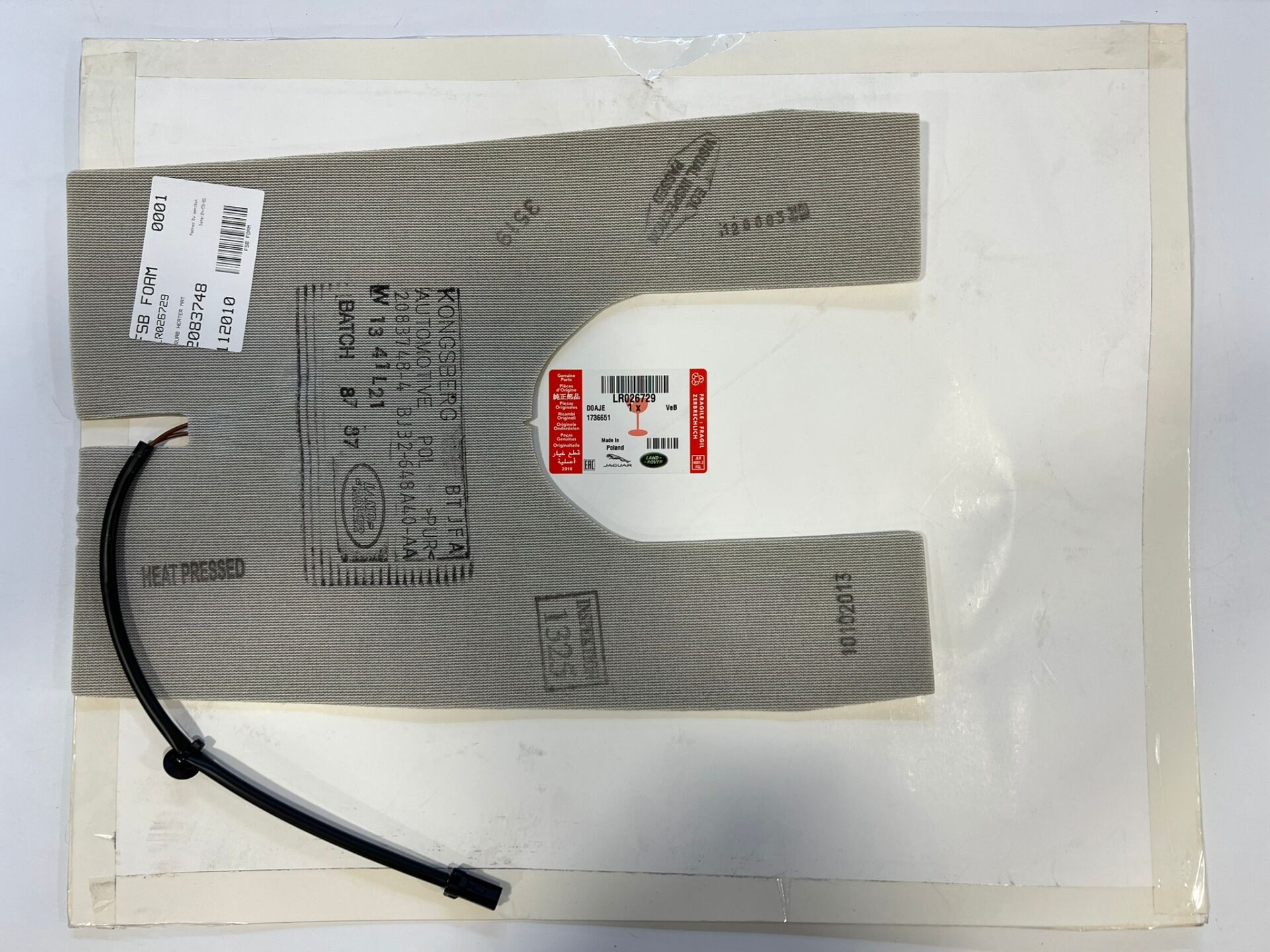 LR026729 Koltuk Isıtma Pedi Sırtlık Range Rover Evoque