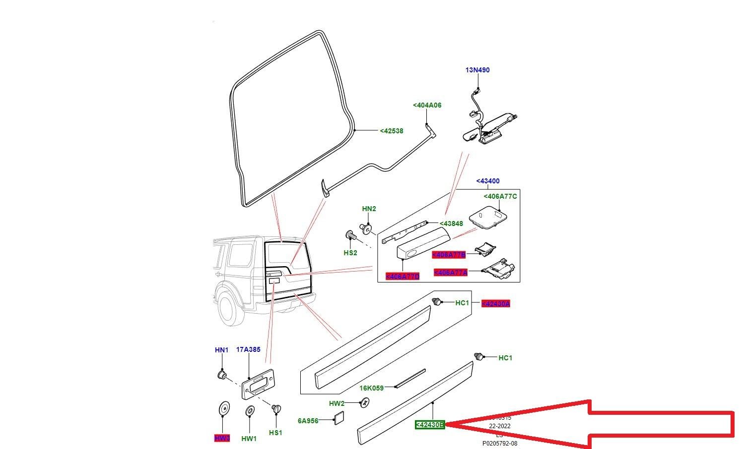 LR010640 Trunk Lower Cover Cover Discovery 3 4